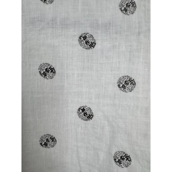 Avega 100% Linen Shirt Men’s XXL Band Collar Pullover Circle Pattern Long Sleeve - Picture 6 of 7